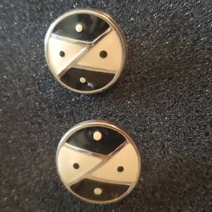 Very cool black & white vintage clip on earrings